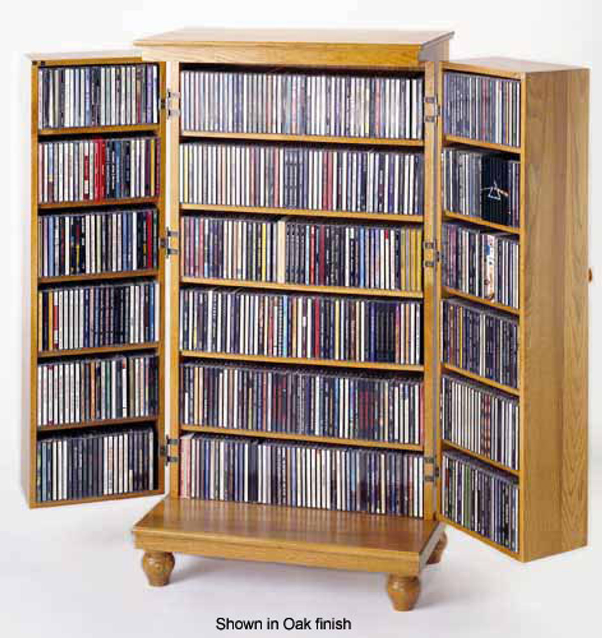 Louvered Hardwood Mission Style CD/DVD Storage Cabinet - Merlot