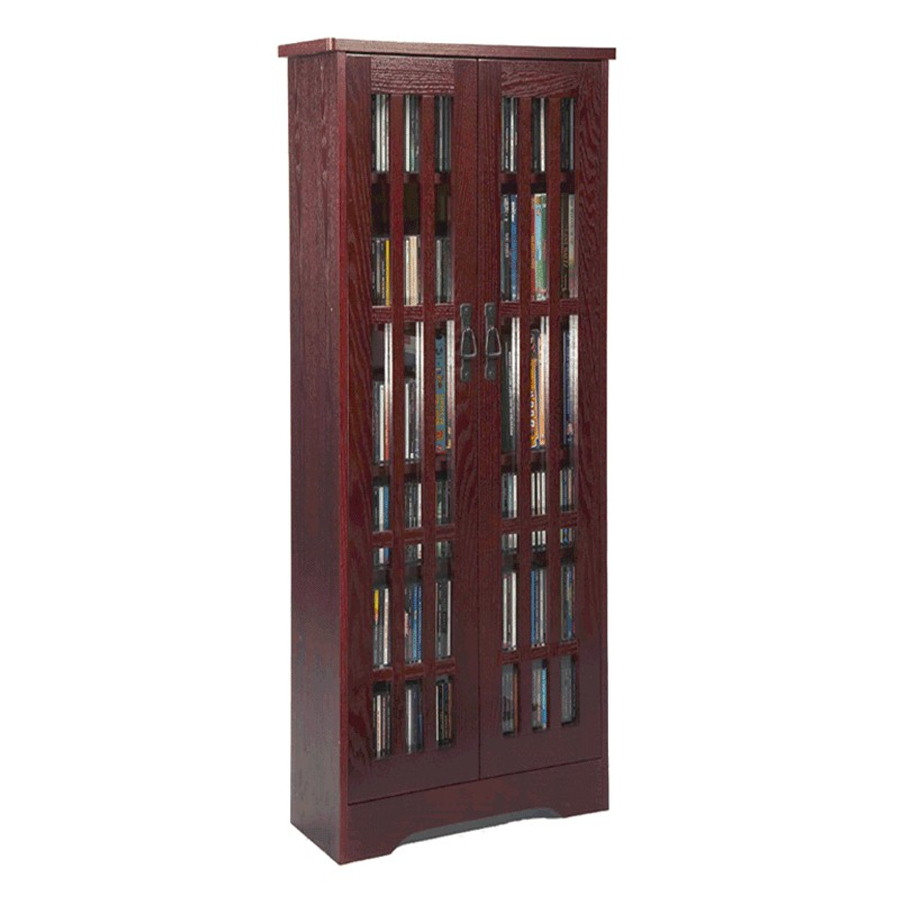 62 Mission Cd Dvd Cabinet W Tempered Glass Doors Dark Cherry