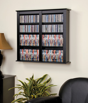 Double Wall Mounted DVD/CD Rack, 349 CDs 142 DVDs - Black