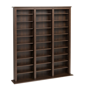 Triple Wide Barrister CD DVD Rack, 1173 CDs 567 DVD Tower - Espresso