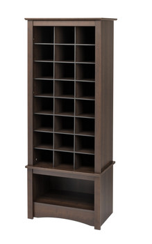 24 pair Shoe Storage Rack with bottom shelf, Espresso