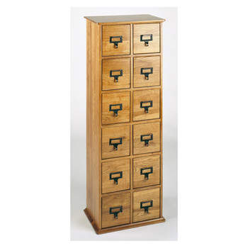 Hardwood Library Style 228 CD 96 DVD Storage Drawer Cabinet - Oak