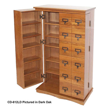 Librarian's Mission Style DVD/CD Cabinet for Media Storage - Oak