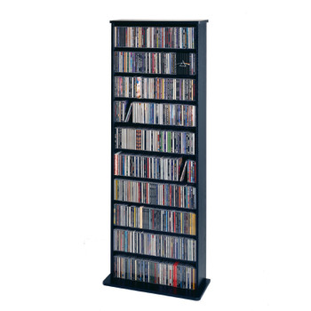 64" Tall Veneer CD DVD Media Wall Rack - Black