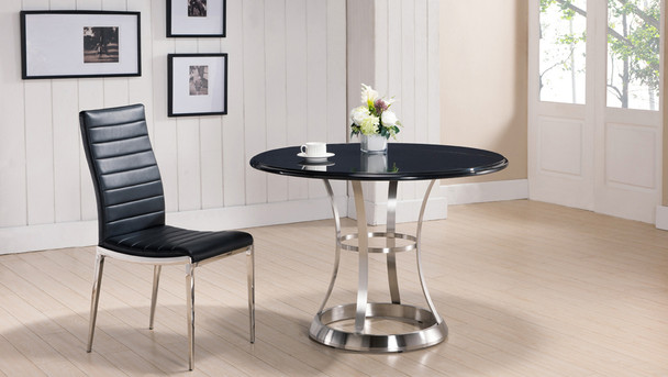 Stainless Steel & Black Marquina Marble Dining Table