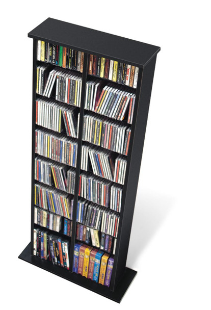 Double CD DVD Rack, 130 DVD 320 CD Tower - Black