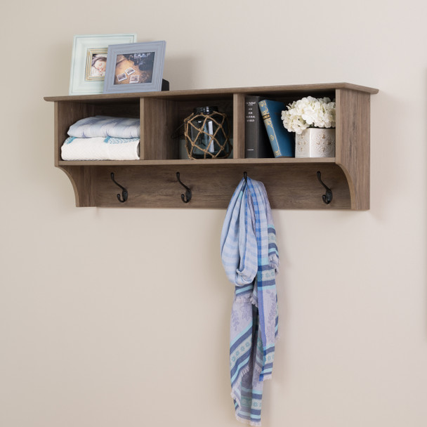 48" Wide Hanging Entryway Shelf, Drifted Gray