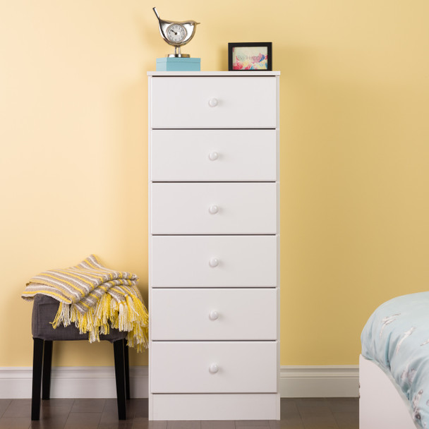 Astrid 6-Drawer Tall Chest, White                               Astrid 6-Drawer Tall Chest, White