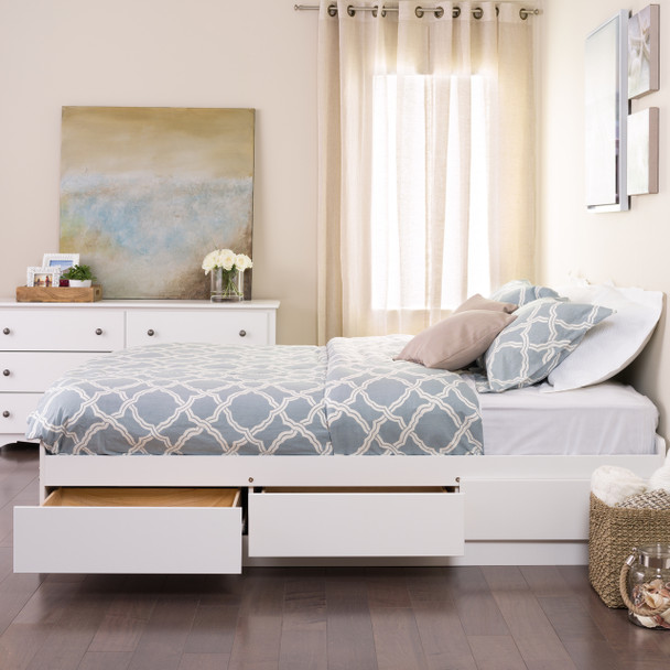 Queen Mate's Platform Storage Bed with 6 Drawers, White