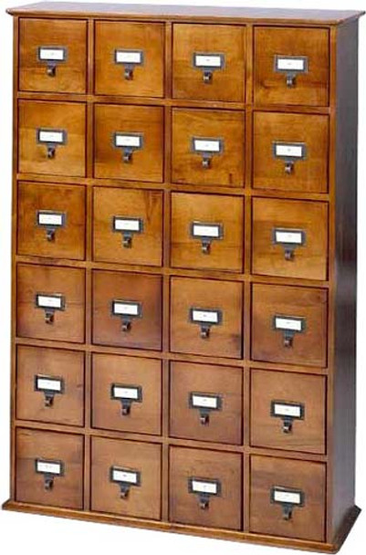 Hardwood Library 192 DVD 456 CD Storage Drawer Cabinet - Walnut