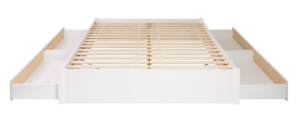 King Select 4-Post Platform Bed with 4 Drawers, White