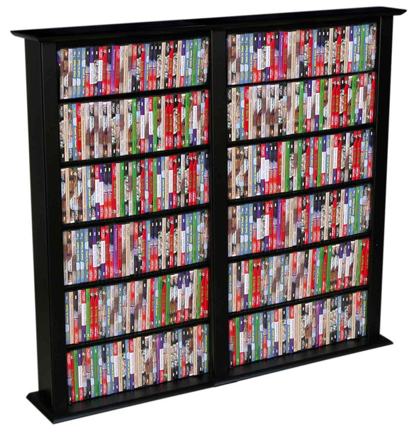 Double Media Storage CD DVD Wall Rack,  928 CDs or 468 DVDs - Black