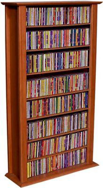 Slim CD DVD Media Storage Wall Rack - Cherry