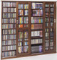 Mission Style 4 Sliding Glass Door CD DVD Storage Cabinet - Walnut