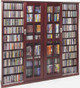 Mission Style 4 Sliding Glass Door CD DVD Cabinet - Dark Cherry