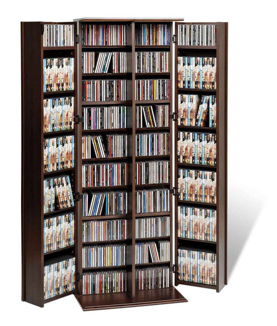 Large Locking CD DVD with Shaker Doors Espresso