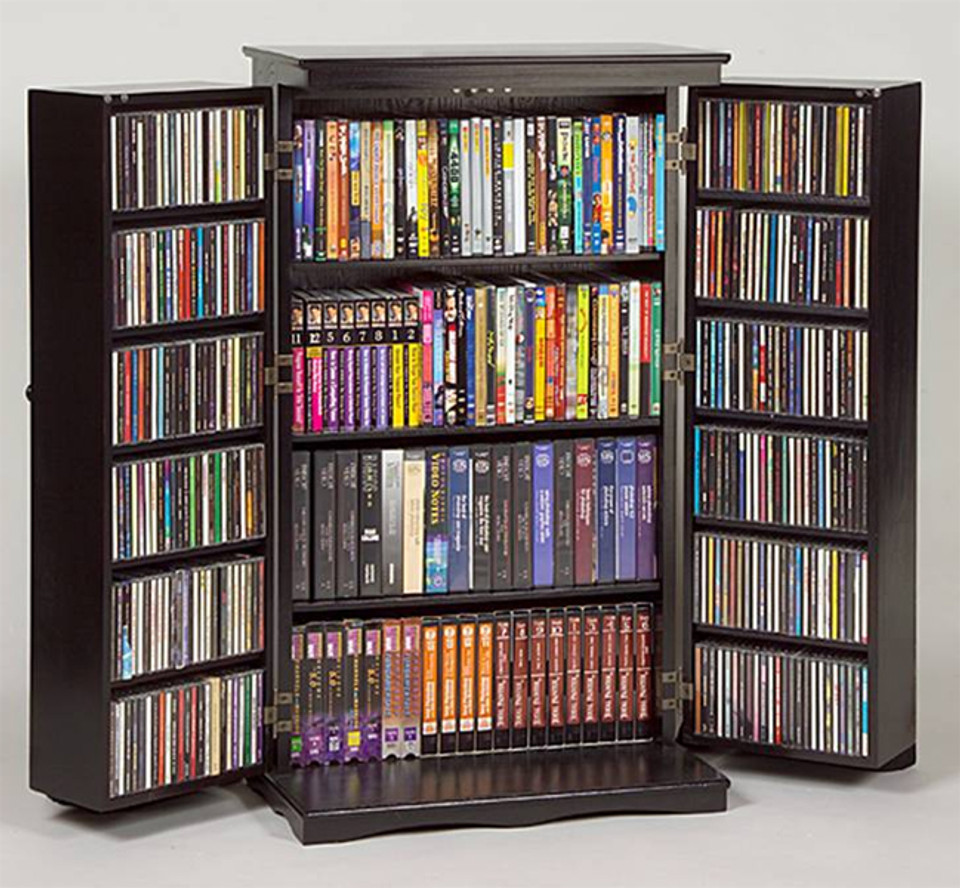 Solid Hardwood Mission Style CD/DVD/Bluray Storage Black