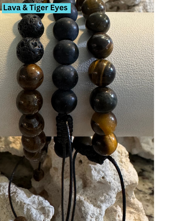 Lava and Tiger Eyes Surf Bracelets