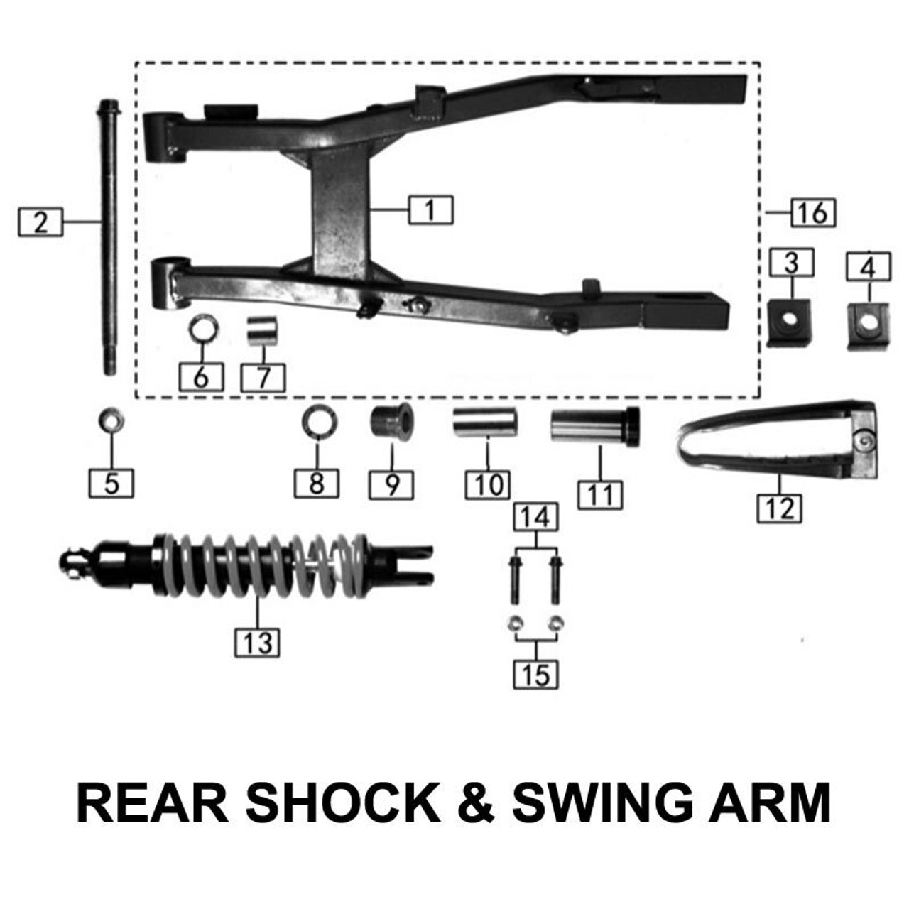 REAR SHOCK & SWING ARM