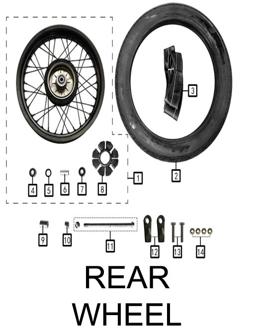 Rear wheel with spoke (3.00x17), 2018 SG250 w/ Drum Brake - CSC