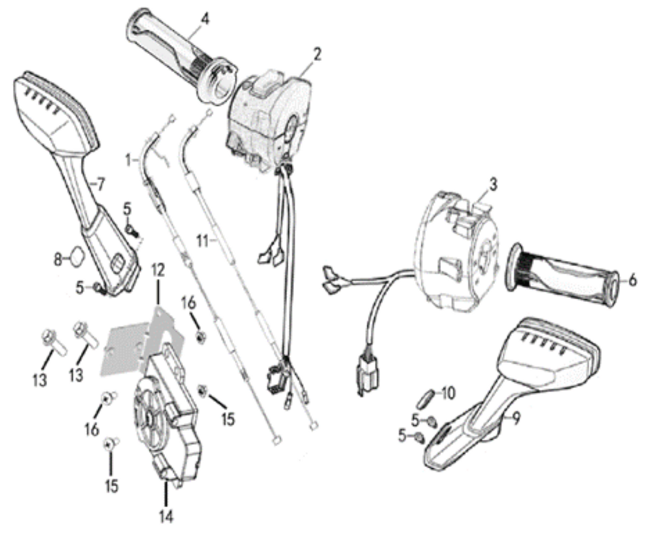 Handlebar and Controls - Dual Throttle