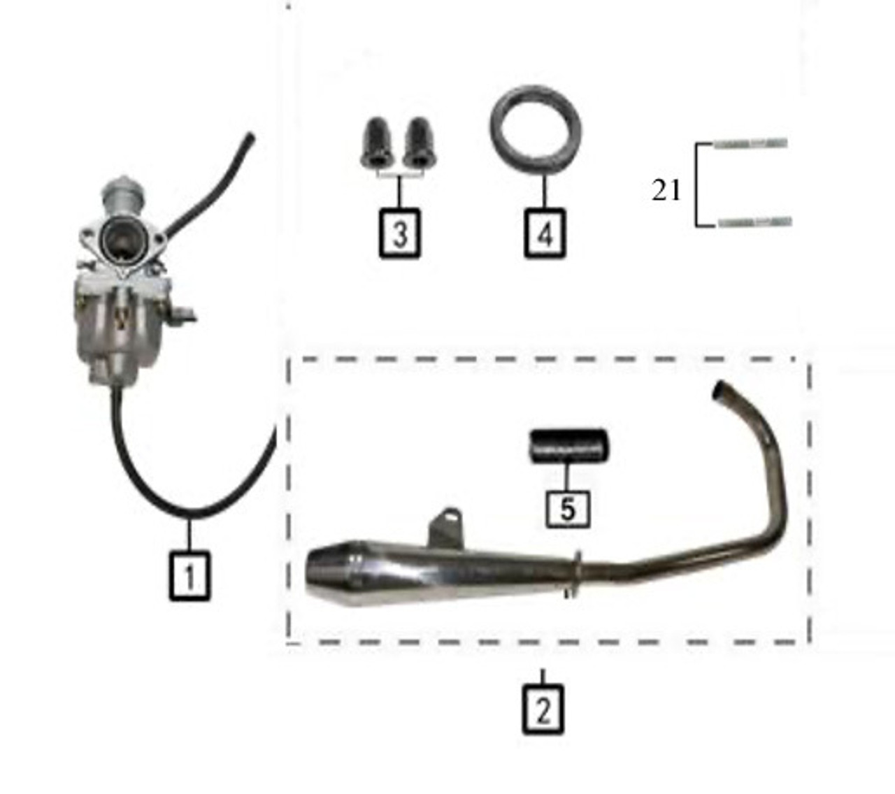 Exhaust and Carburetor Parts for SG250 2019Up CSC Motorcycles Azusa, CA