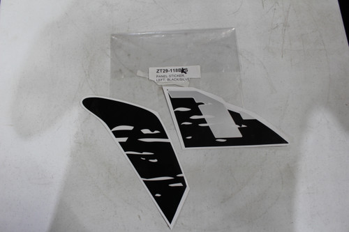 Fuel Tank Panel Stickers, Left Side, Black with Silver Letters Pair