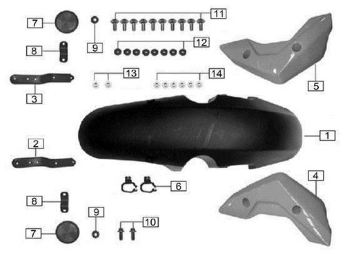 ファンデーション chiro7544 Left Front Fender Decorative Cover, Blue - CSC Motorcycles