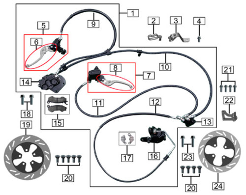 6 - Right Front Brake Lever fits ES5 Disc Brake Assembly - CSC