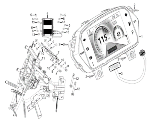 #11 - Pipecomp., Front Top for E-RT3 Gauges