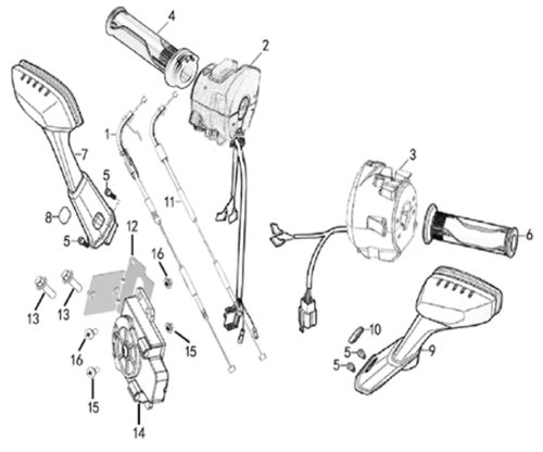 #4 - Gripcomp., Throttle for E-RT3 Handlebars and Controls Dual Throttle