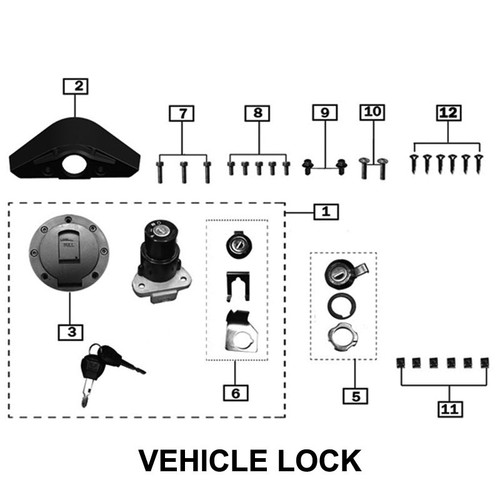 Whole Vehicle, Locking Components, Includes Ignition, Gas Cap, Keys