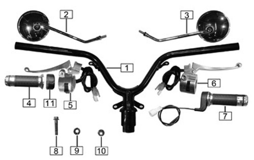 Monterey Handlebar Assy- Mirrors Parts Diagram