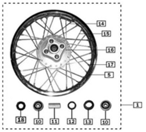 Inner spokes of the rear wheel 2016-UP TT250 In OEM Parts