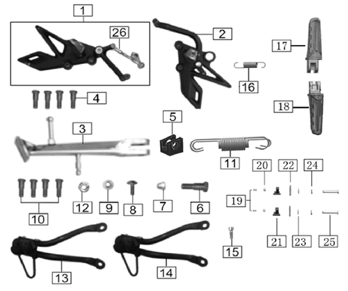 RZ3S Haylon Footpeg Parts Diagram