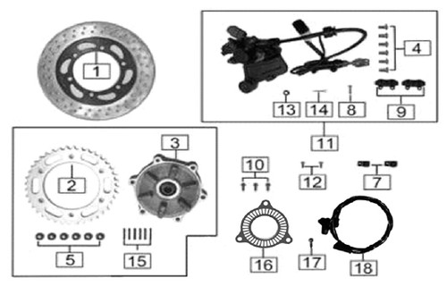 RZ3S Haylon Rear Brake and Sprocket Parts Diagram