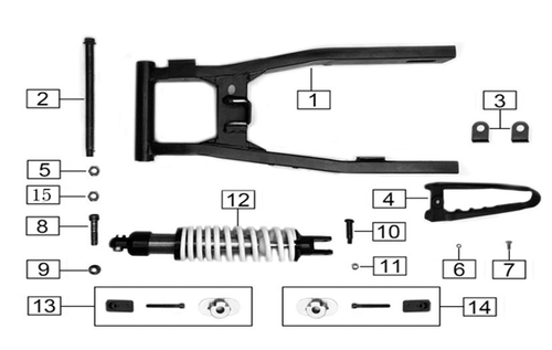 RZ3S Haylon Swingarm and Shock Parts Diagram