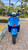 Front view of a 2020 Vespa GTS 300 HPE in Matte Blu Vivace with LED headlight and chrome mirrors.
