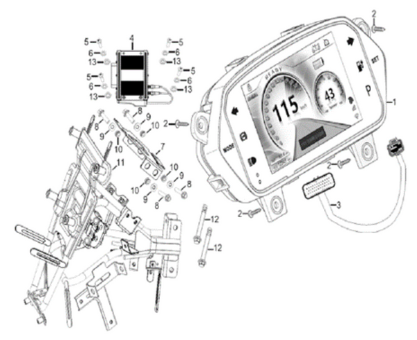 #1 - Speedometer Assembly for E-RT3 Gauges