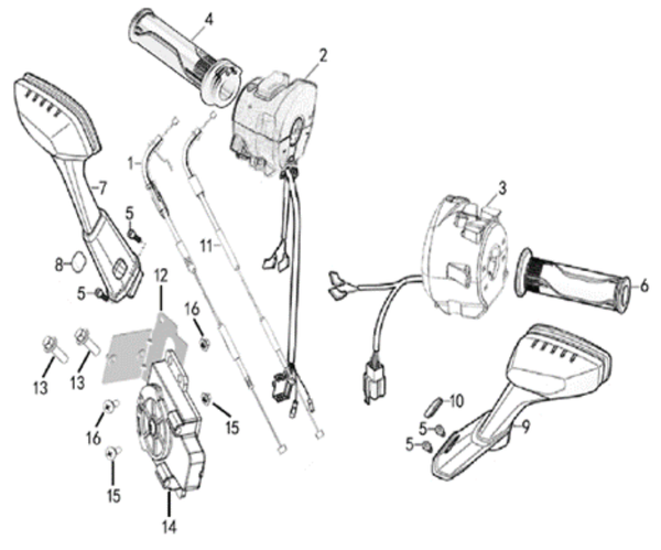 #4 - Gripcomp., Throttle for E-RT3 Handlebars and Controls Dual Throttle