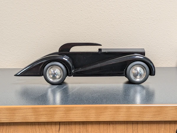 Vintage 1980s French Vilac "Bolide Streamline" Wooden Roadster by Michel Aroutcheff – Gloss Black