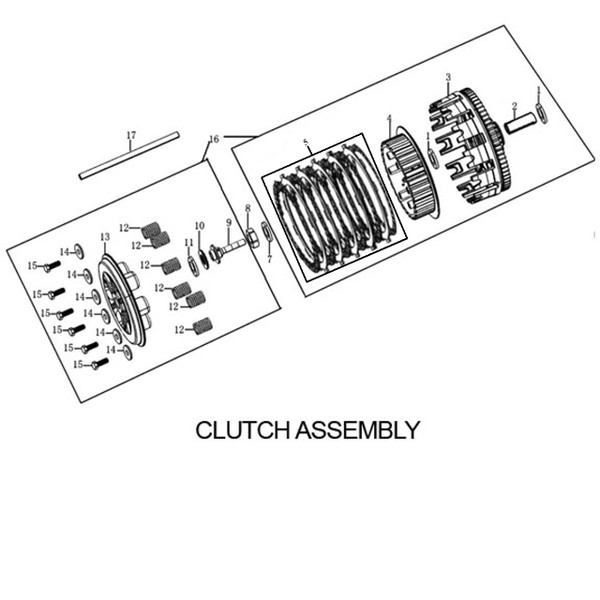 CLUTCH ASSY, we dont stock, buy all seperate pieces