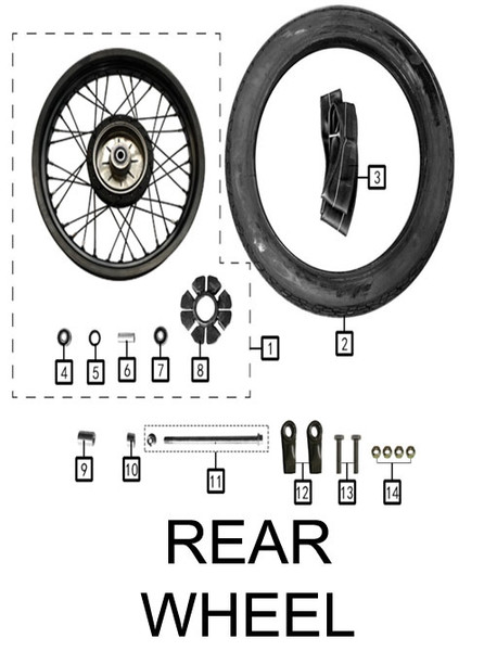 Rear wheel with spoke (3.00x17), 2018 SG250 w/ Drum Brake