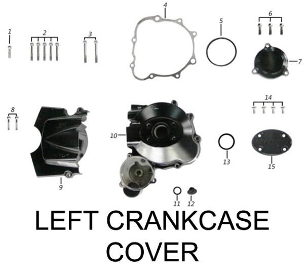 TT250 and SG250 Engine Left Crankcase Cover Parts Diagram TT250 and SG250 Engine Left Crankcase Cover Parts Diagram