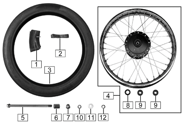 CSC Monterey Electric Scooter front wheel diagram