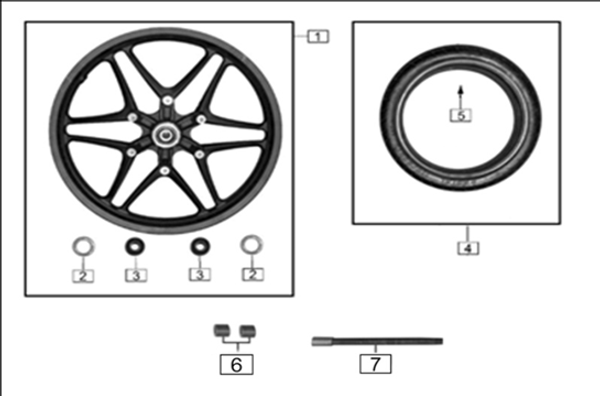 RZ3S Haylon Front Aluminum Wheel Parts Diagram