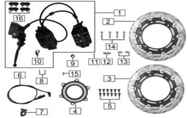 RZ3S Haylon Front Disc Brake Assembly Parts Diagram