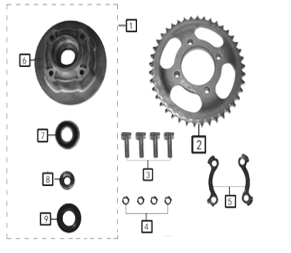 Rear Hub & Sprocket SG250 2019Up OEM Replacement Parts CSC