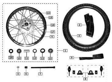 t.t.companyと記載 Inner spokes of the rear wheel 2016-UP TT250 In OEM Parts/TT250