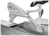 CE Overarm Dust Collection & Safety Guard The overarm blade guard comes with a build-in dust extraction port. It comes equipped with a quick-change guard system where the operator can choose the straight guard or bubble guard for bevel cutting. The arm is hinged so that the guard can be moved out of the way for servicing the machine or blades.